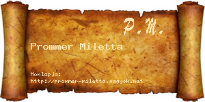 Prommer Miletta névjegykártya